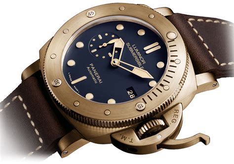 panerai 47mm leather blue|Panerai submarine watch.